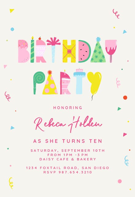 Birthday Party Happy Typo - Birthday Invitation Template | Greetings Island