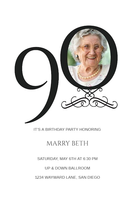 90th Birthday Invitation Templates Free Greetings Island
