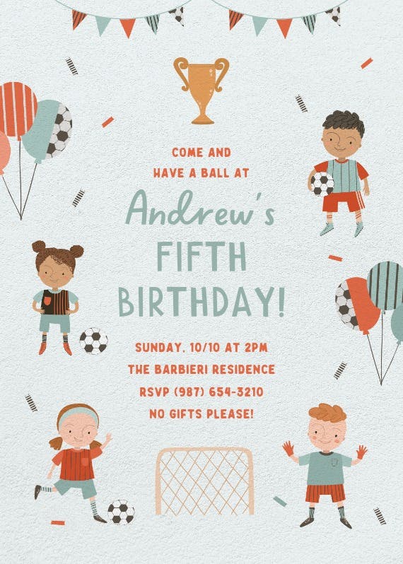Birthday soccer ball - party invitation