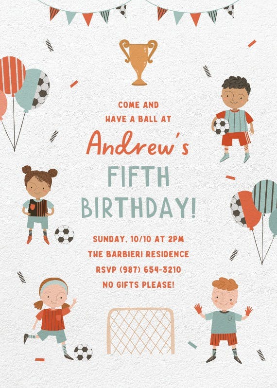 Birthday soccer ball - party invitation