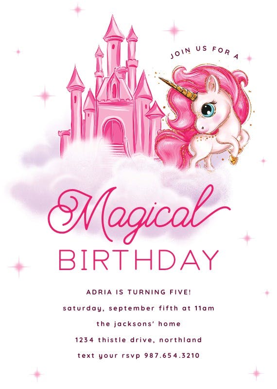 Birthday unicorn - birthday invitation