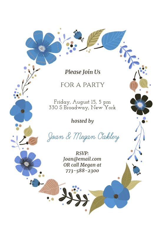Blooming wreath -  invitation template