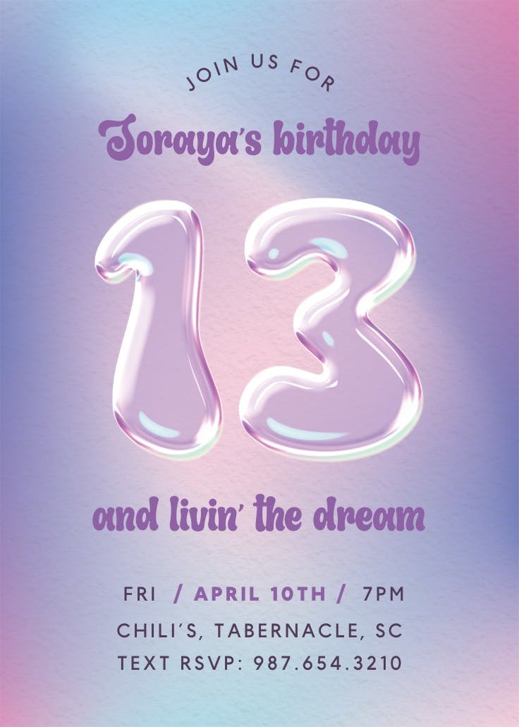 Blowing bubbles - birthday invitation