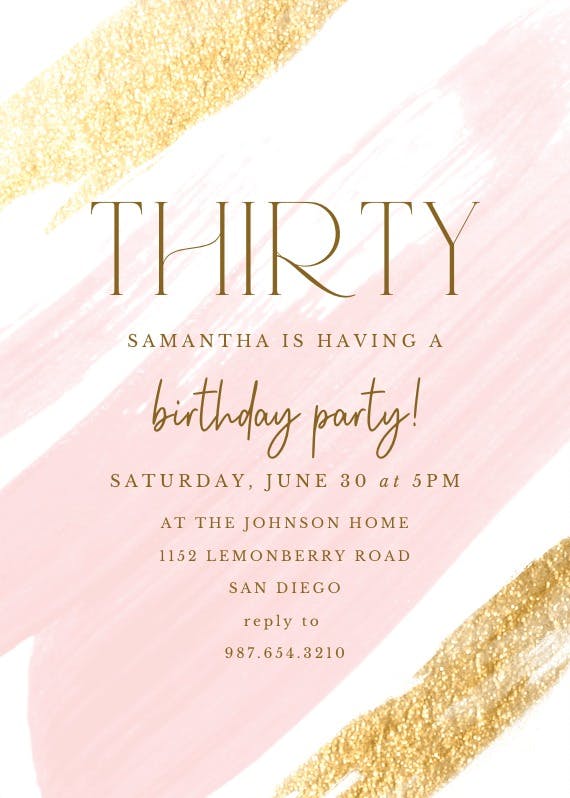 Blush gold brush - printable party invitation