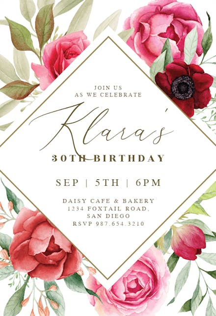 Boho Romance - Birthday Invitation