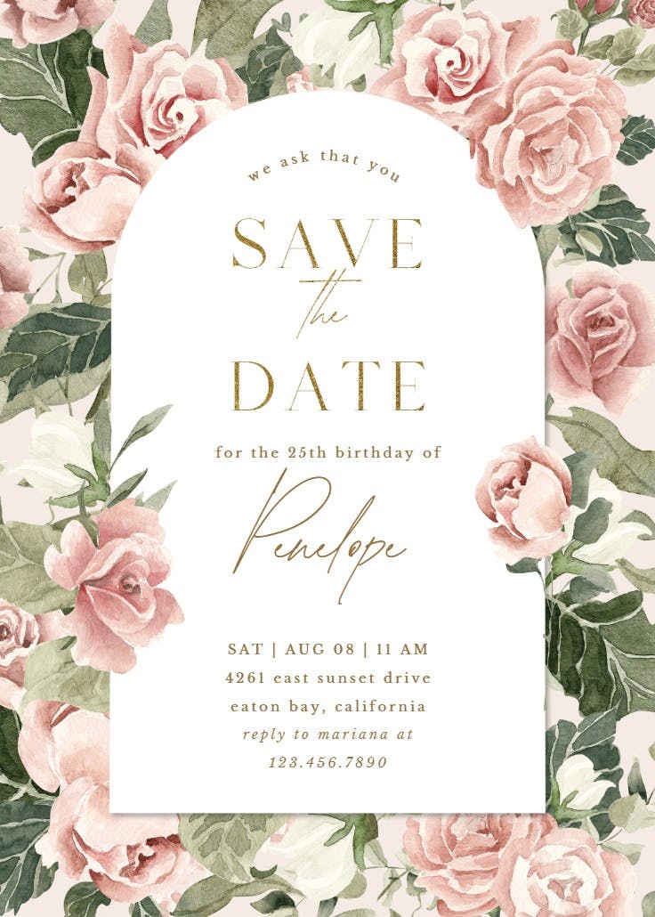 Boho rose dusty pink frame - party invitation