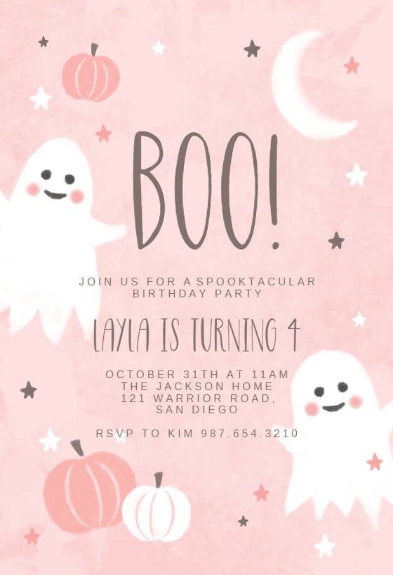 Boo birthday - birthday invitation