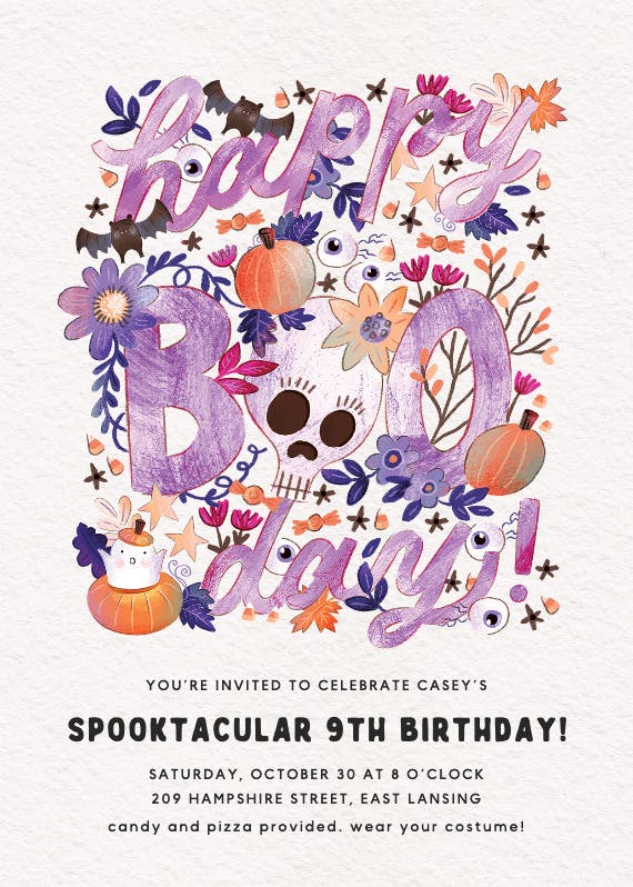 Boo day -  invitación de cumpleaños