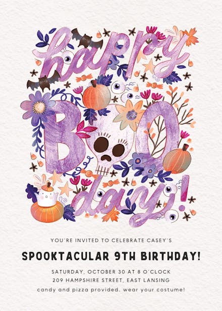 Boo day - halloween party invitation