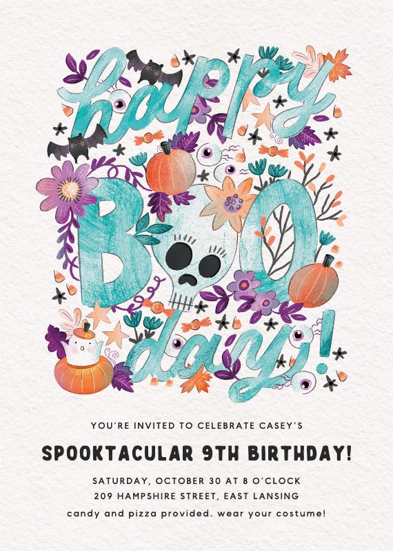 Boo day - birthday invitation