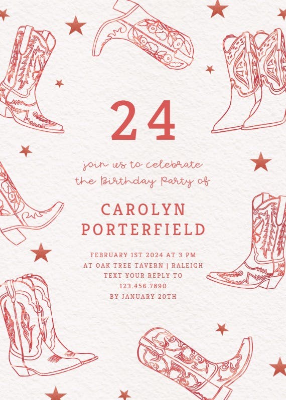 Boots frame - birthday invitation