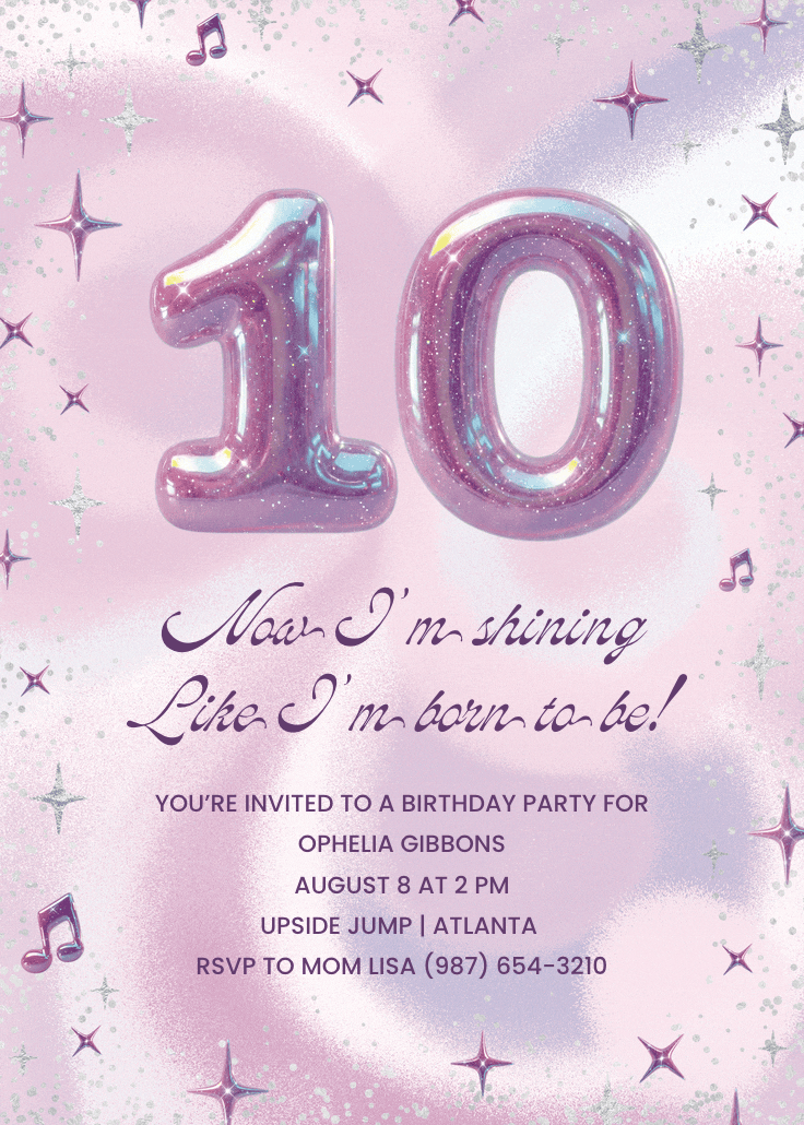 Born to shine - invitación de cumpleaños