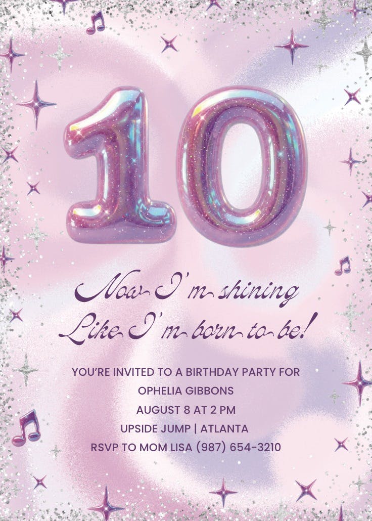 Born to shine - invitación de cumpleaños