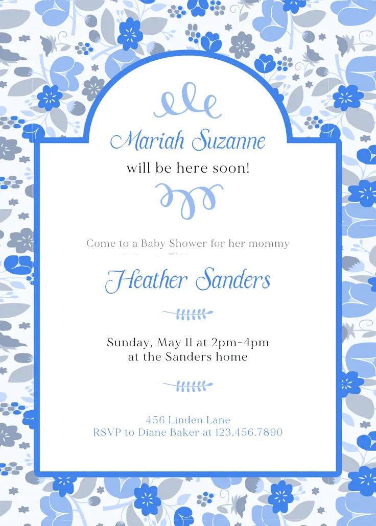 Bouquet background - baby shower invitation