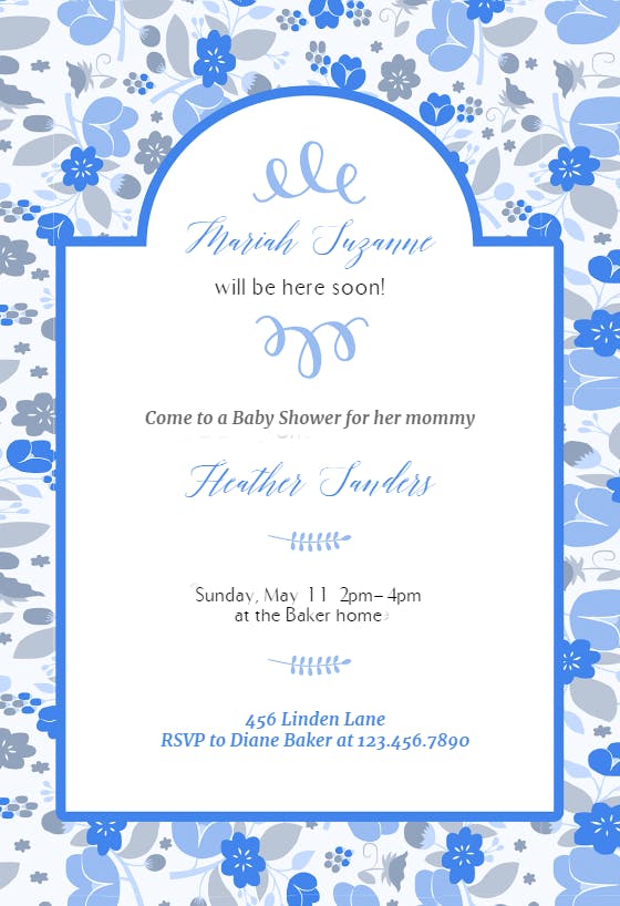 Bouquet background - baby shower invitation