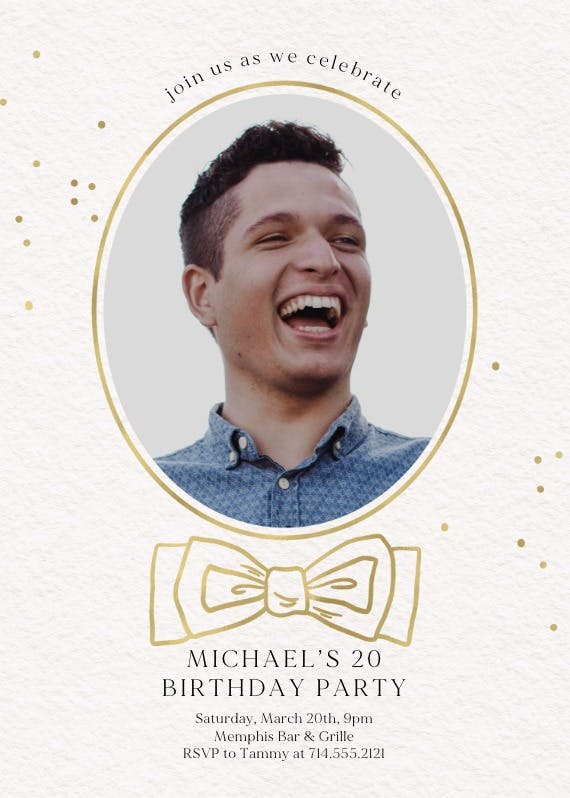 Bow tie - birthday invitation