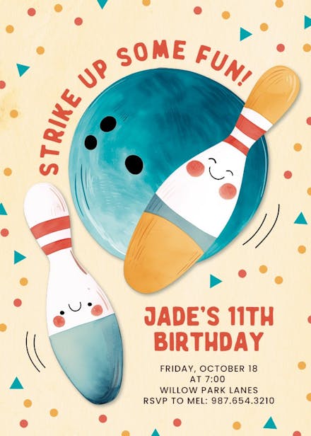 Bowl your heart out - birthday invitation