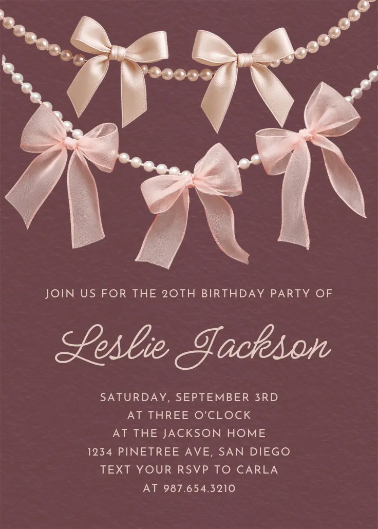 Bows and pearls - convite