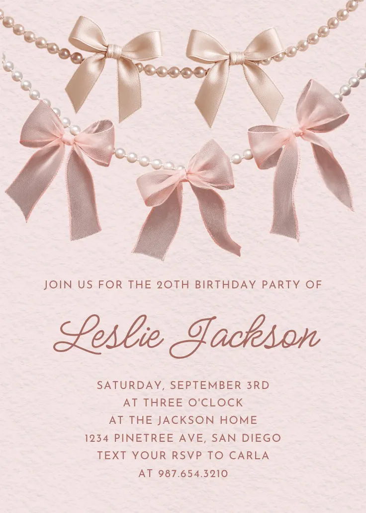 Bows and pearls - convite