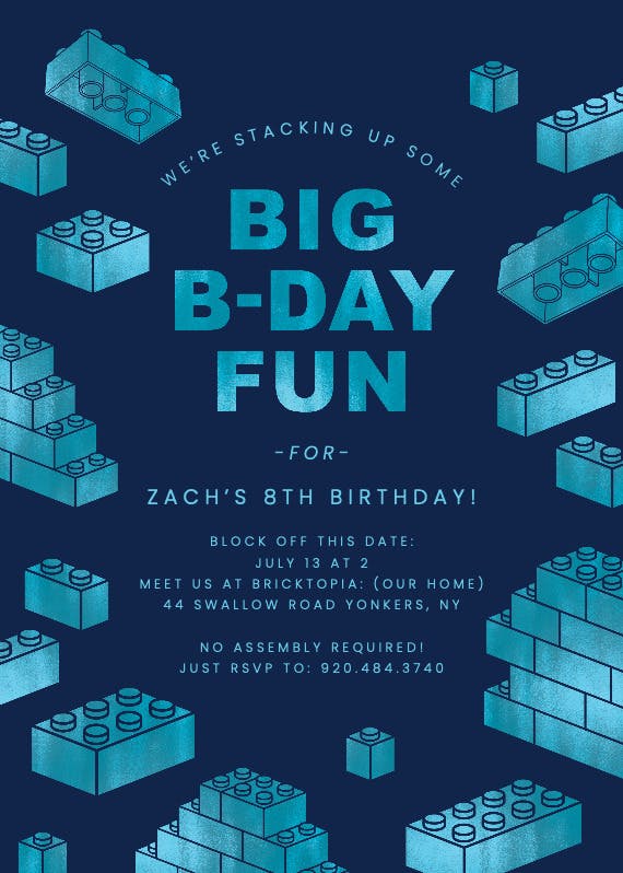Bricktopia -  invitación de cumpleaños