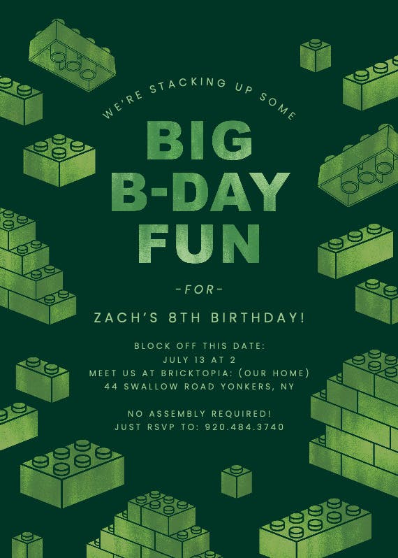 Bricktopia - birthday invitation