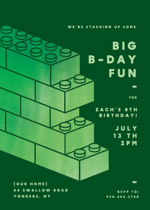 Bricktopia foil - printable party invitation