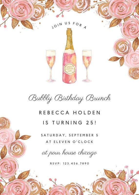 Brunch bubbly -  invitación de cumpleaños