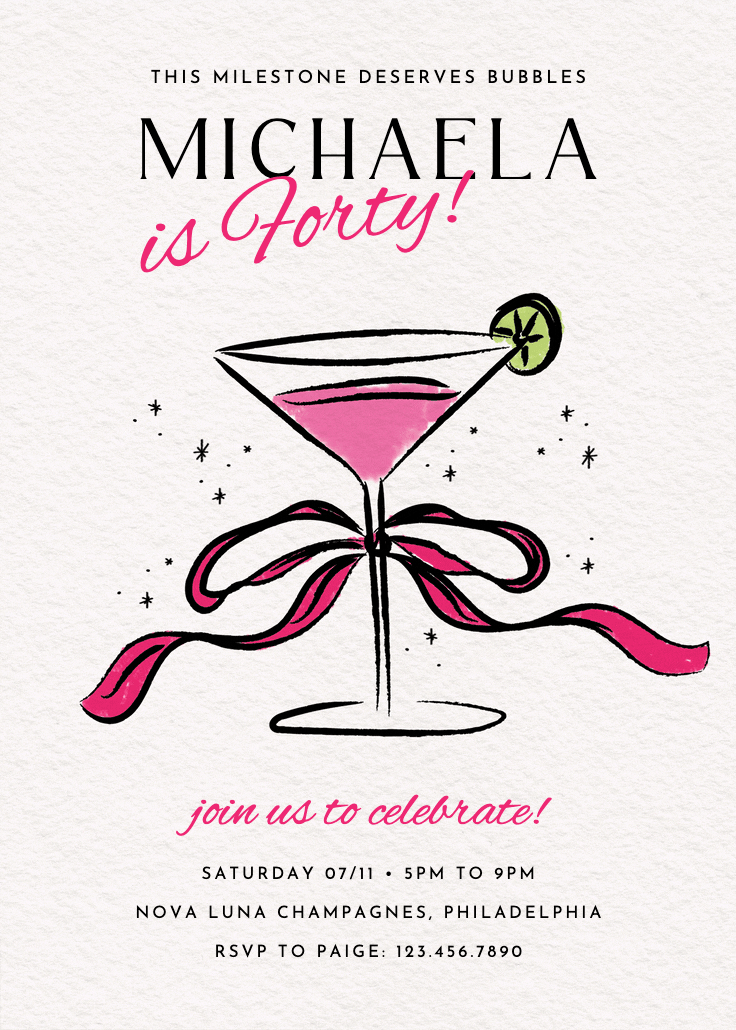 Bubbly worthy - birthday invitation