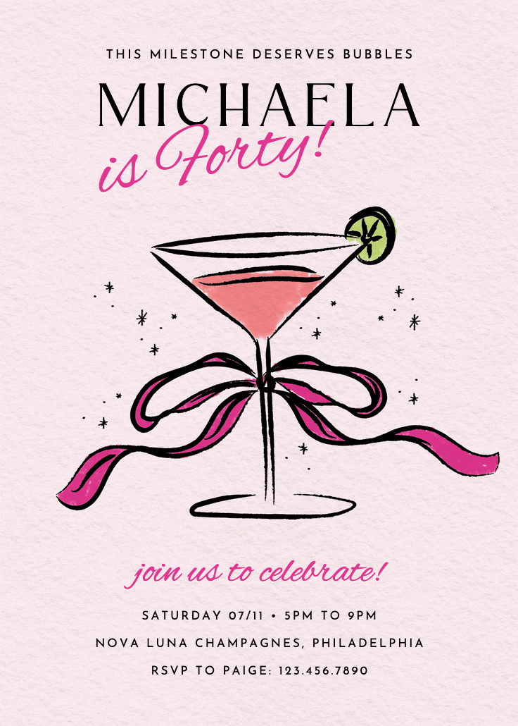 Bubbly worthy - birthday invitation