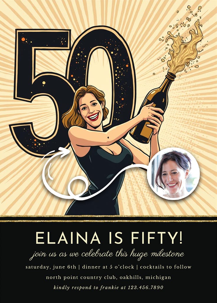 Bursting fun at 50 - printable party invitation