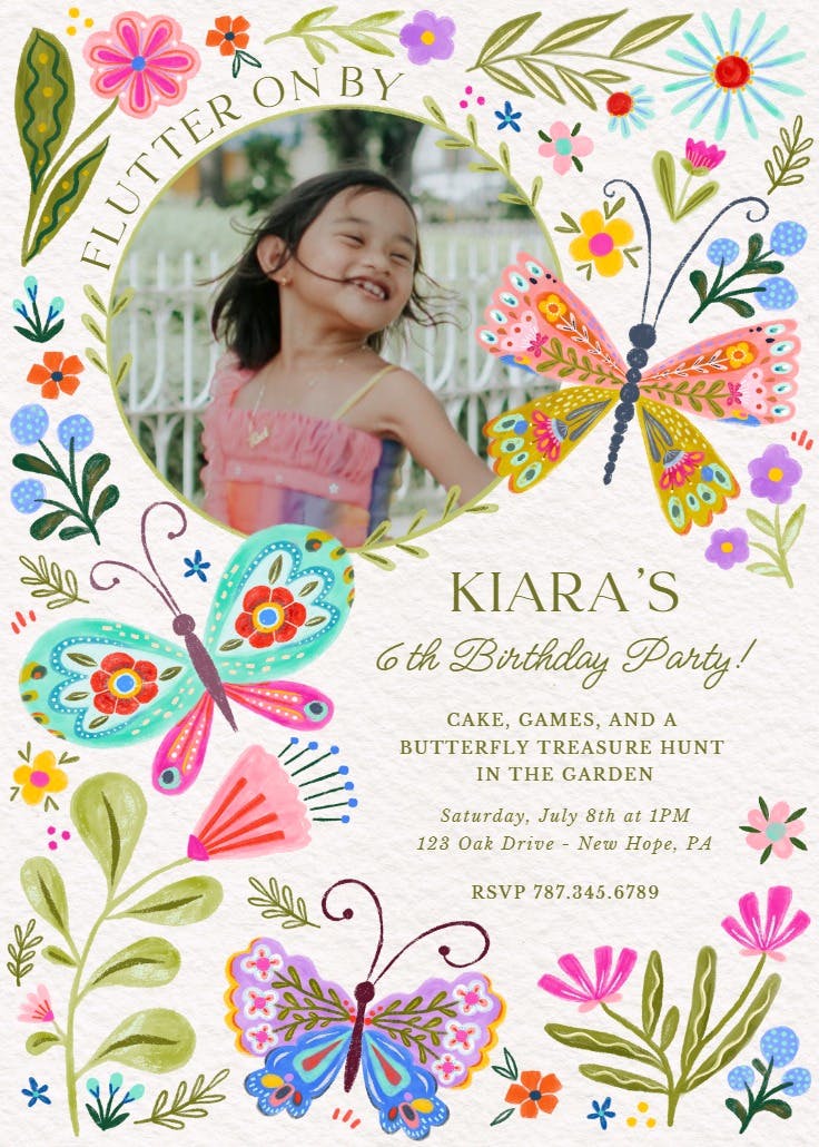 Butterflies dance - invitación de cumpleaños