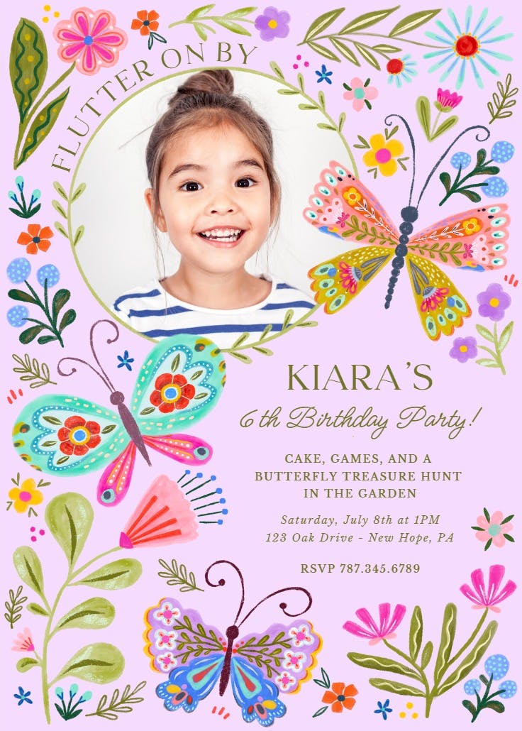 Butterflies dance - birthday invitation