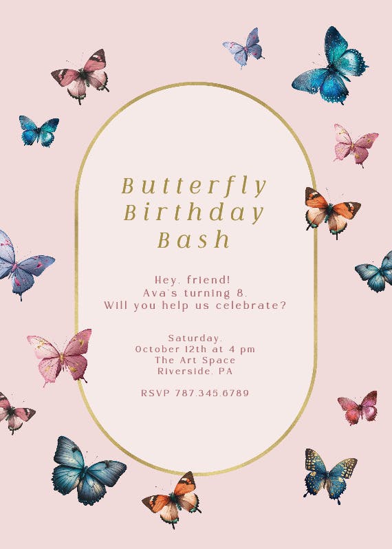 Butterfly bash - birthday invitation