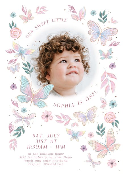 Butterfly birthday bash - birthday invitation