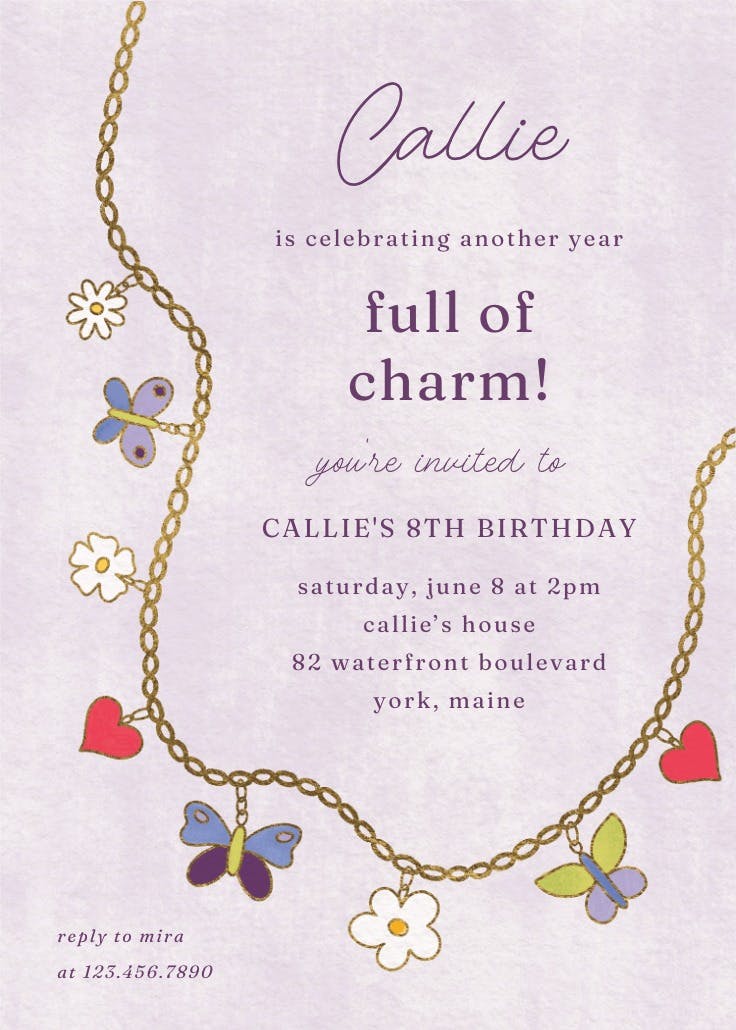 Butterfly charm - party invitation