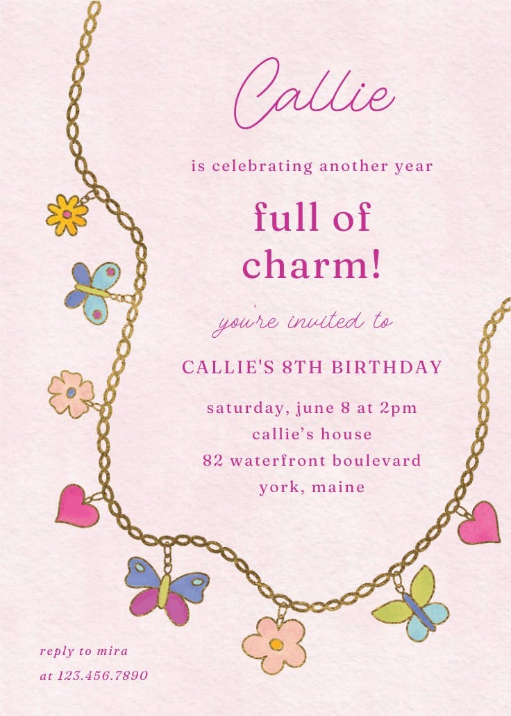 Butterfly charm - party invitation