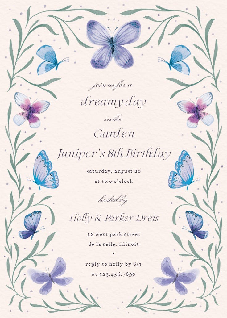 Butterfly garden - printable party invitation