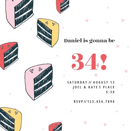 Cake Cake Cake Cake - Birthday Invitation