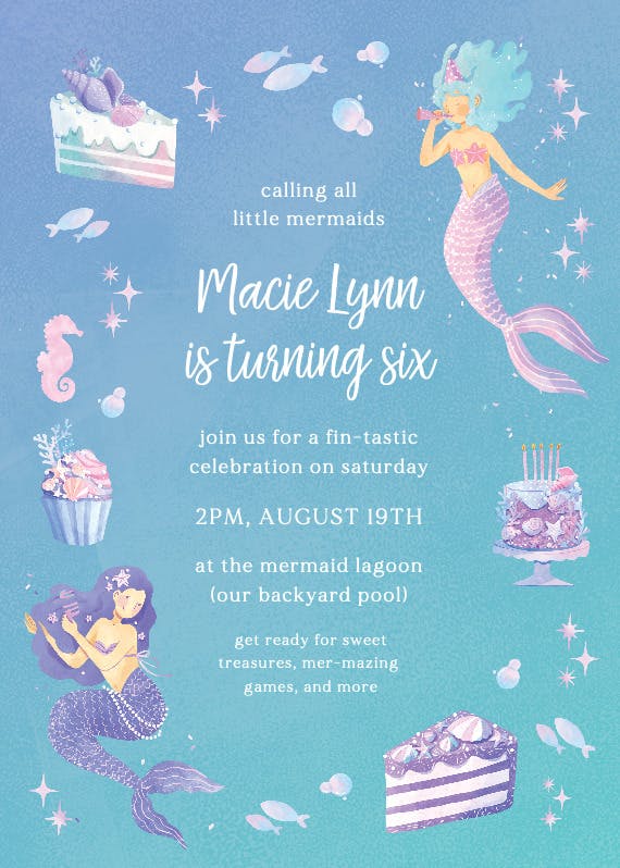 Calling all mermaids -  invitación de cumpleaños