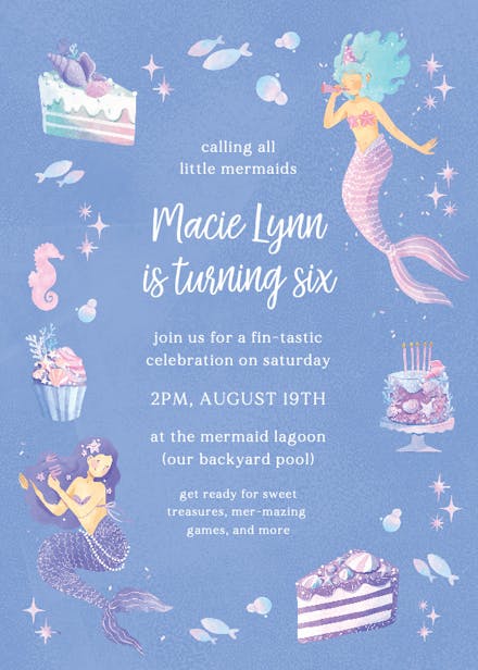 Calling All Mermaids - Birthday Invitation Template | Greetings Island