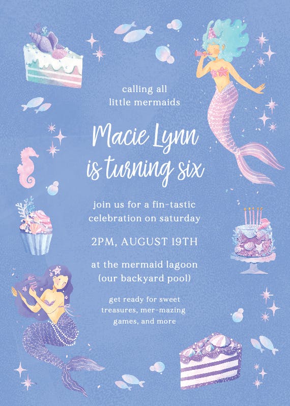 Calling all mermaids - birthday invitation