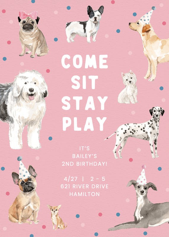 Canines galore - invitación de cumpleaños