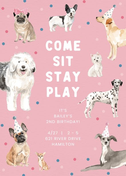 Canines galore - birthday invitation