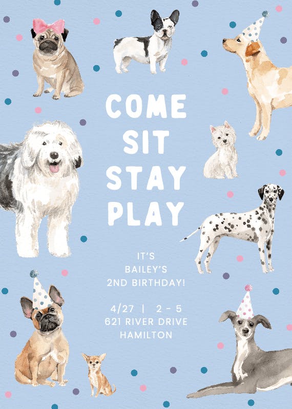 Canines galore - birthday invitation