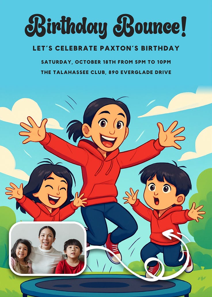 Cartoon trampoline - invitation