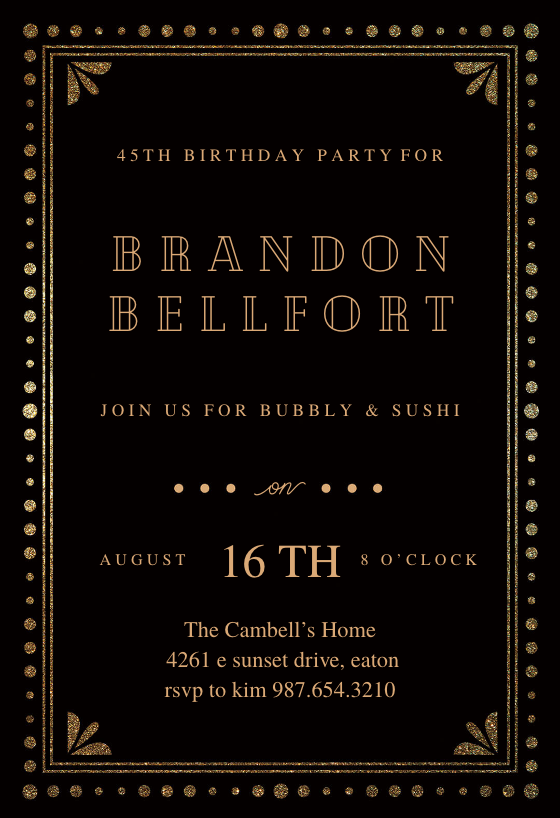 Fancy Night - Birthday Invitation Template | Greetings Island