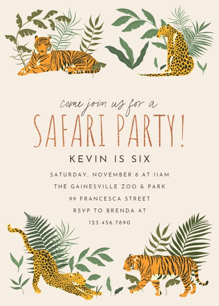 Cat safari - birthday invitation