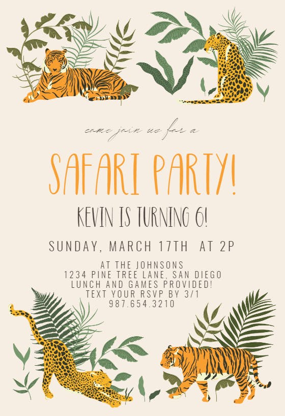 Cat safari - birthday invitation