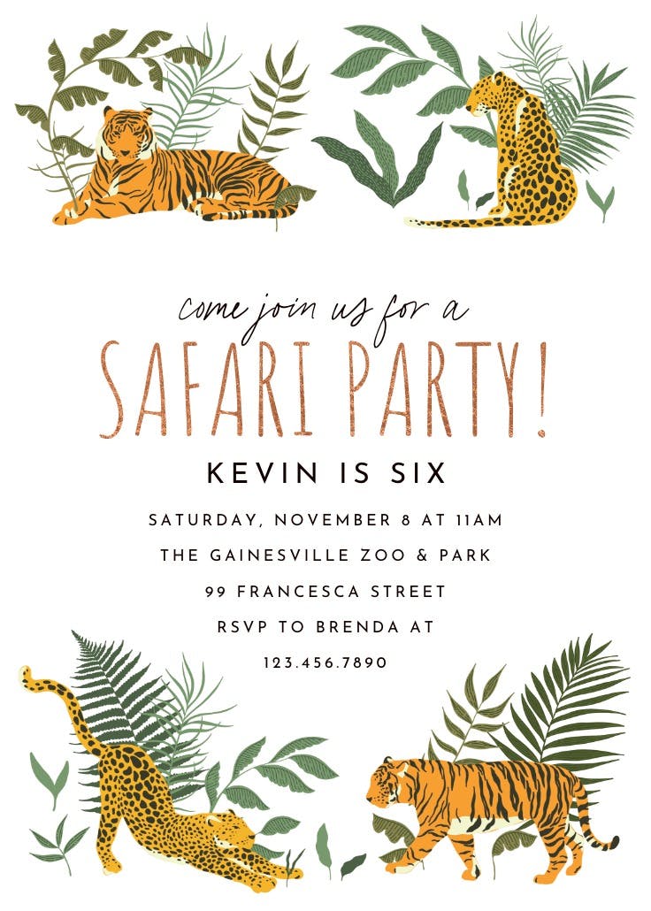 Cat safari - birthday invitation