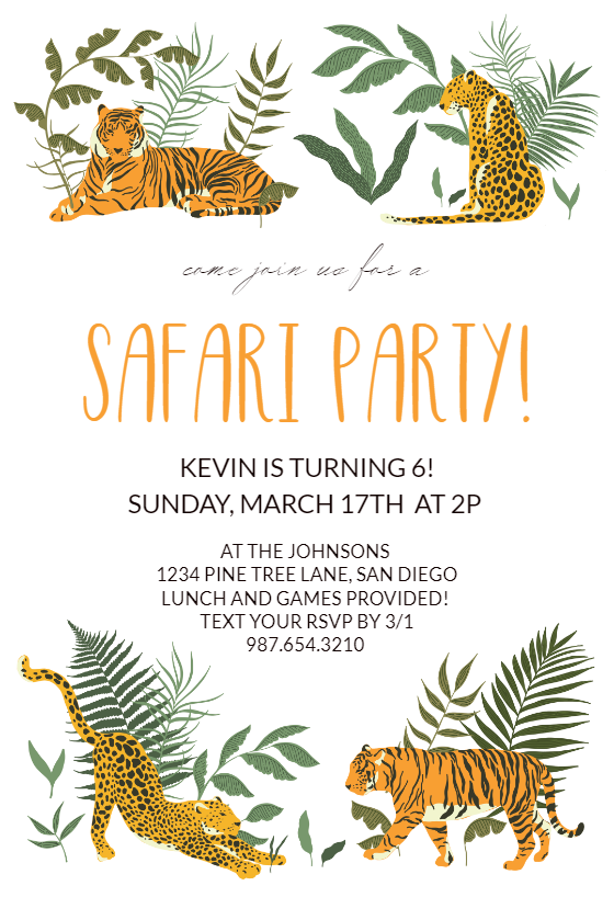 Cat Safari - Birthday Invitation Template (Free) | Greetings Island